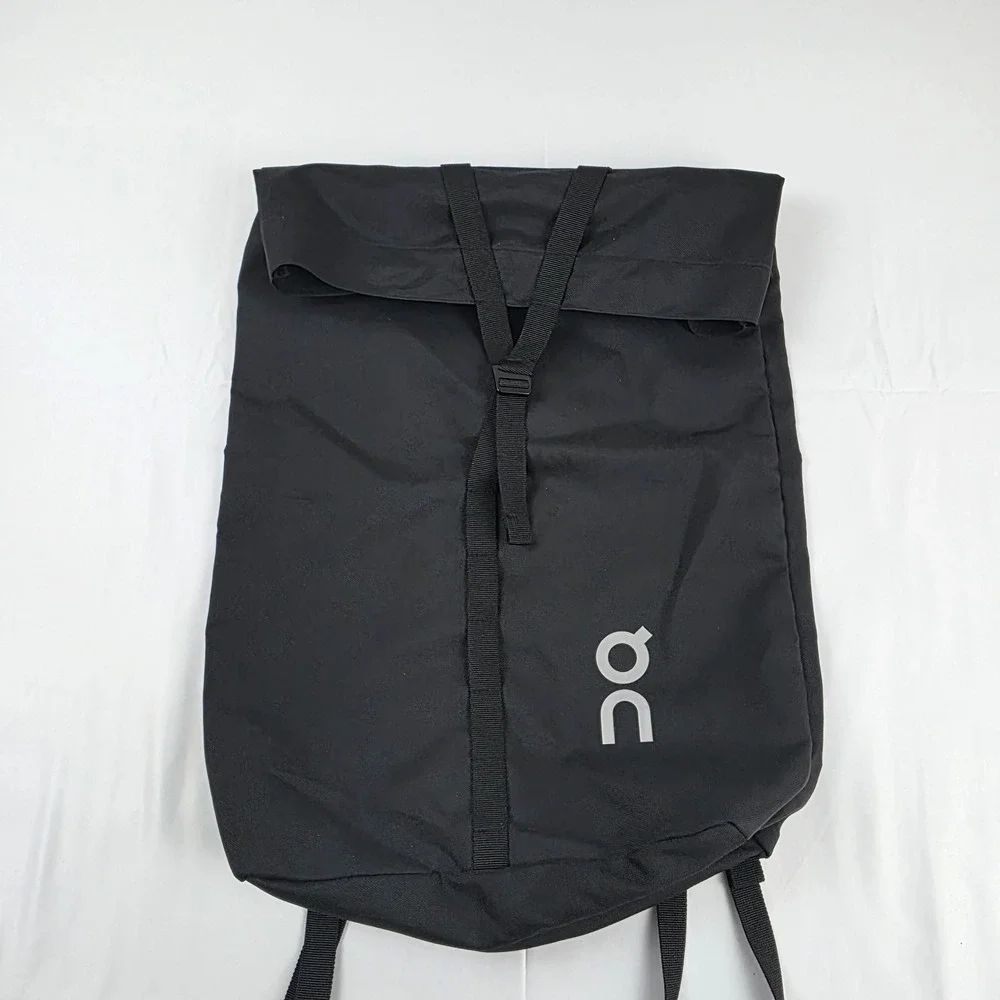On Cloud Roll Top Backpack Black 18 Inch Soft Case Travel Men Daypack Polyester